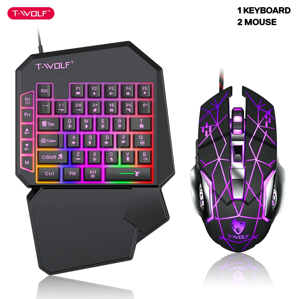 Pc Gaming Set - T-WOLF TF900 tek elle klavye taht