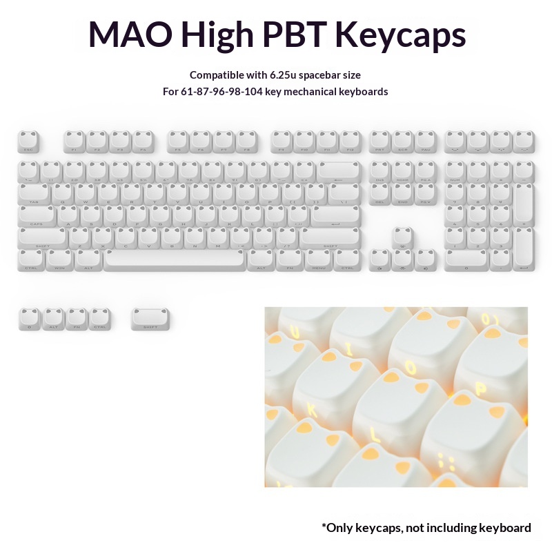 113 Tuşlu MAO Sevimli Kedi Kul - Custom Keycaps incelemesi ve fiyatı