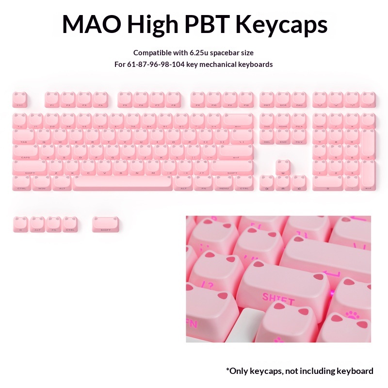 113 Tuşlu MAO Sevimli Kedi Kul - Custom Keycaps incelemesi ve fiyatı