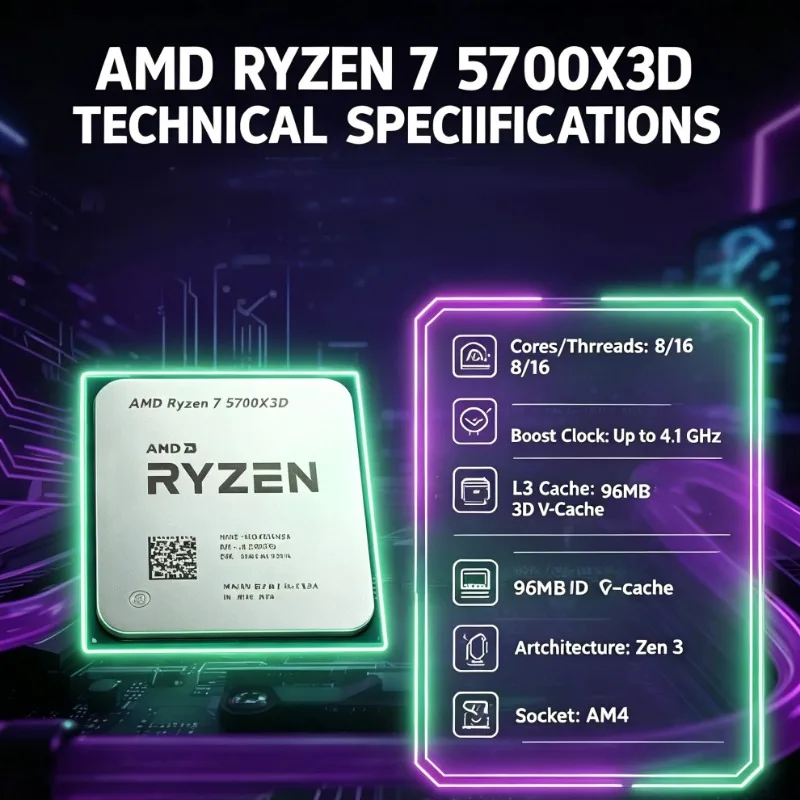 AMD Ryzen 7 5700X3D, 8 çekirde - Pc Gaming Cpu incelemesi ve fiyatı